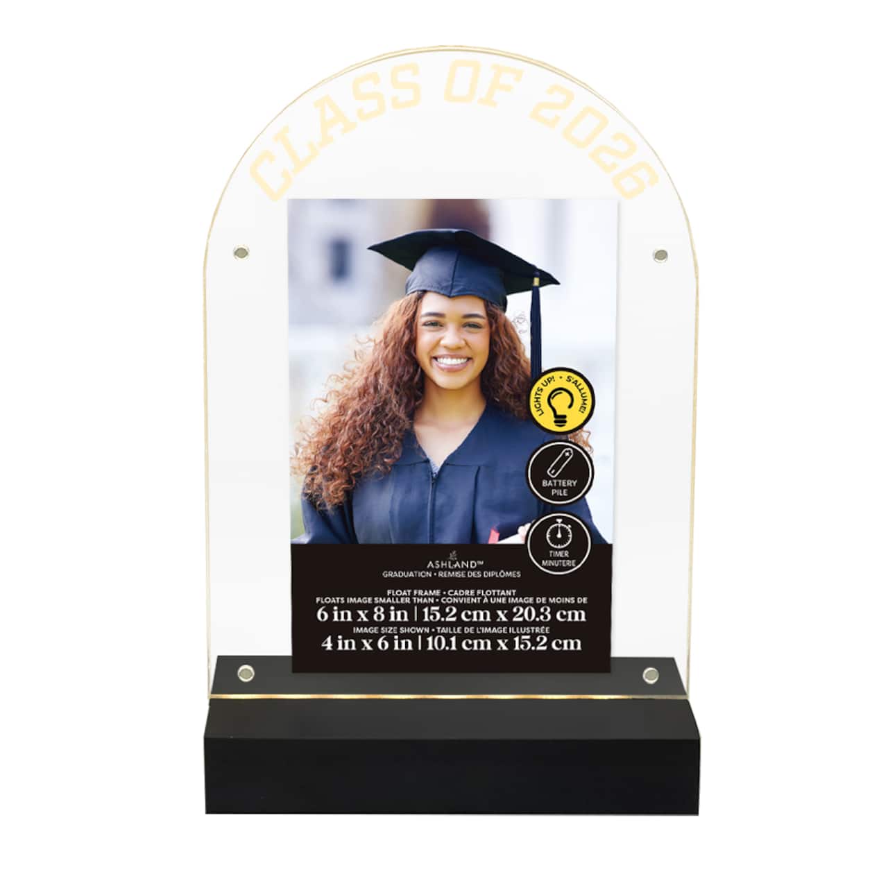 6" x 8" Black & Gold Arch 2026 Light-Up Float Frame, Graduation by Ashland®